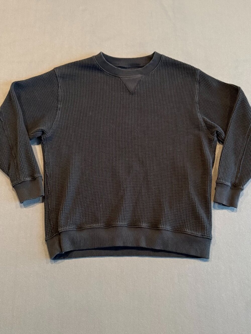 Aerie Women’s Small Black Waffle Knit Thermal Crewneck Long Sleeve Pullover Top